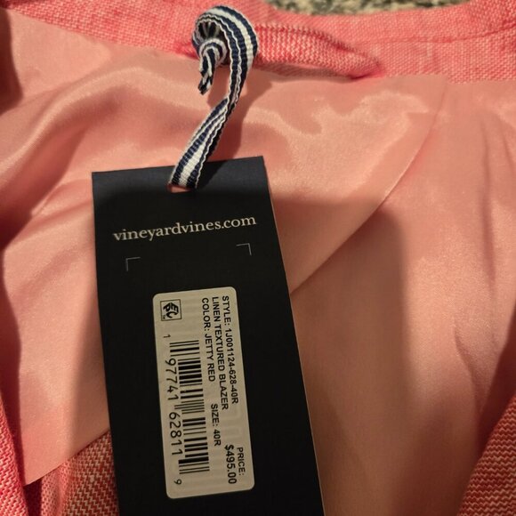 NWT Vineyard Vines Linen Blazer Jacket Jetty Red 40R - Picture 4 of 5